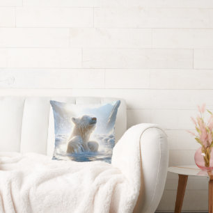 Polar Bear Splashing In Arctic Water Cushion
