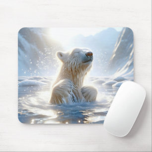 Polar Bear Splashing In Arctic Water Mouse Pad