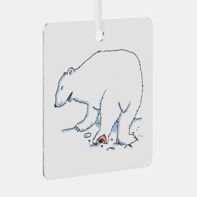 Polar Bear square metal ornament 2 sided (Front Right)