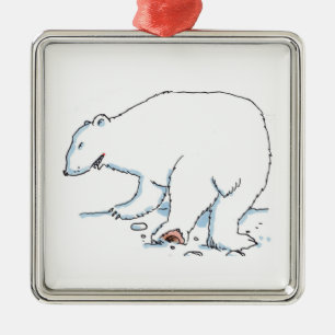 Polar Bear square premium ornament