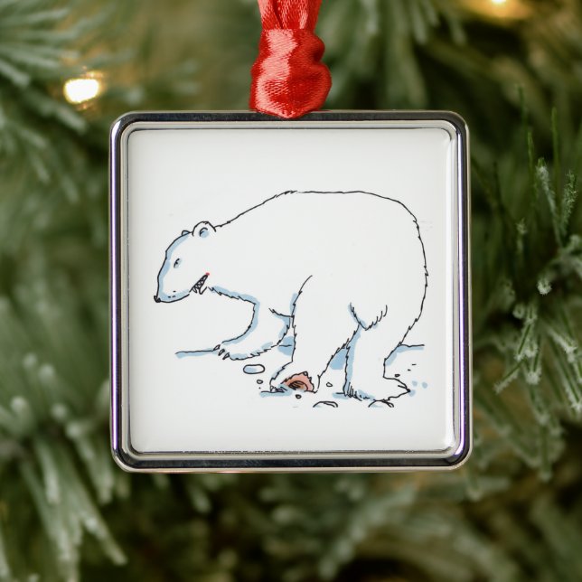 Polar Bear square premium ornament (Tree)