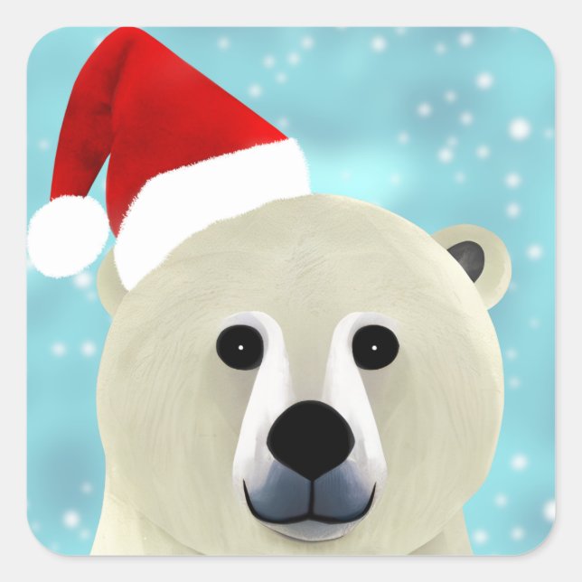 Polar Bear Square Sticker (Front)
