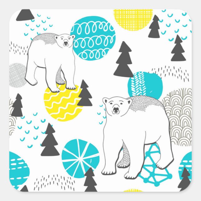 Polar bear square sticker (Front)
