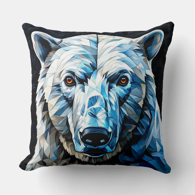 Polar Bear Stained Glass Cushion (Front)