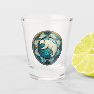 Polar Bear Stained Glass Style AI Art Shot Glass