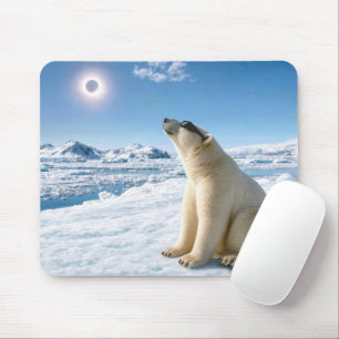 Polar Bear Staring at a Solar Eclipse  Mouse Pad