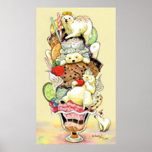 Polar Bear Sundae Dream Deluxe Poster