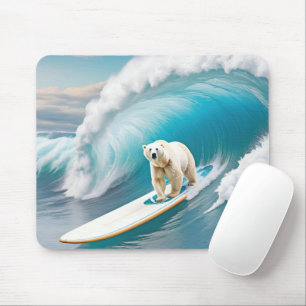 Polar Bear Surfing On A Surfboard Mouse Pad