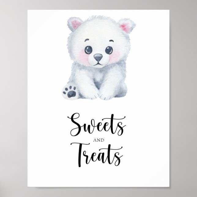 Polar bear - sweets and treats baby shower poster (Front)
