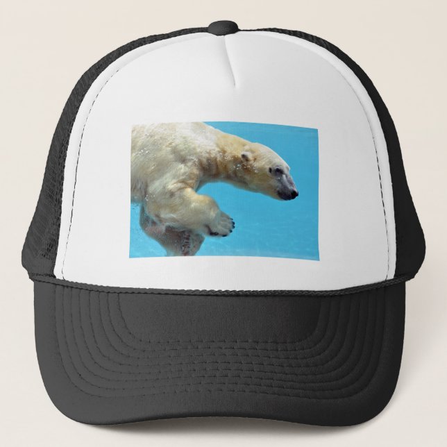 Polar bear swimming underwater trucker hat (Front)