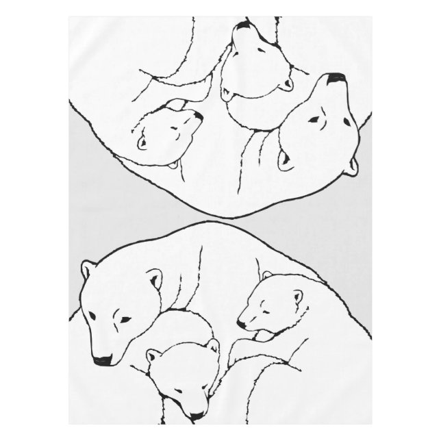 Polar Bear Tablecloth Bear w. Cubs Art Tablecloth (Front)