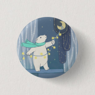 Polar Bear & the Moon 3 Cm Round Badge