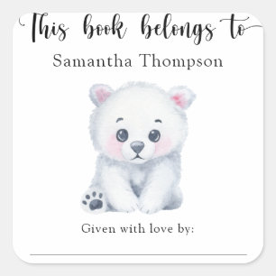 Polar bear - this book belongs to square sticker