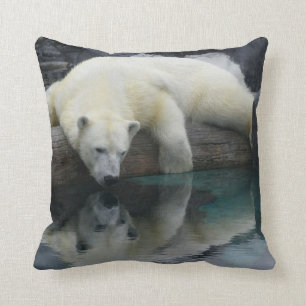 Polar Bear Throw Pillow. Wildlife Photography Cushion