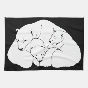 Polar Bear Towel Mother & Cubs Bear Tea Towel