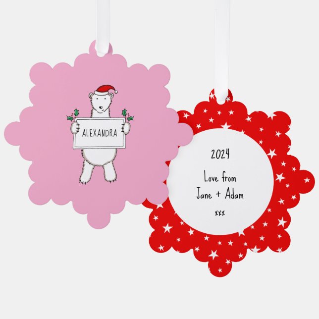 Polar Bear Tree Decoration Card (Front/Back)