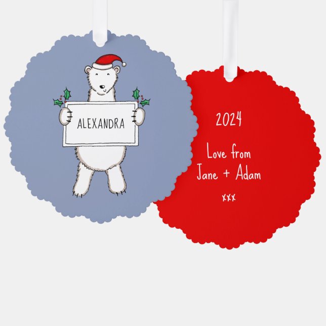 Polar Bear Tree Decoration Card (Front/Back)