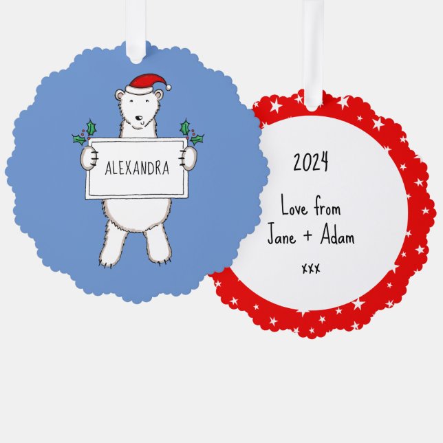 Polar Bear Tree Decoration Card (Front/Back)
