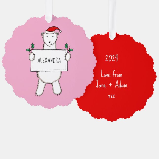 Polar Bear Tree Decoration Card (Front/Back)