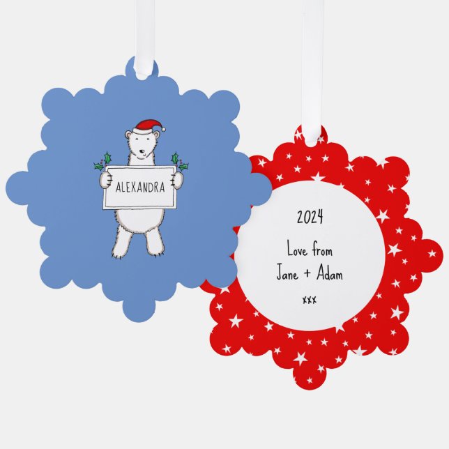 Polar Bear Tree Decoration Card (Front/Back)