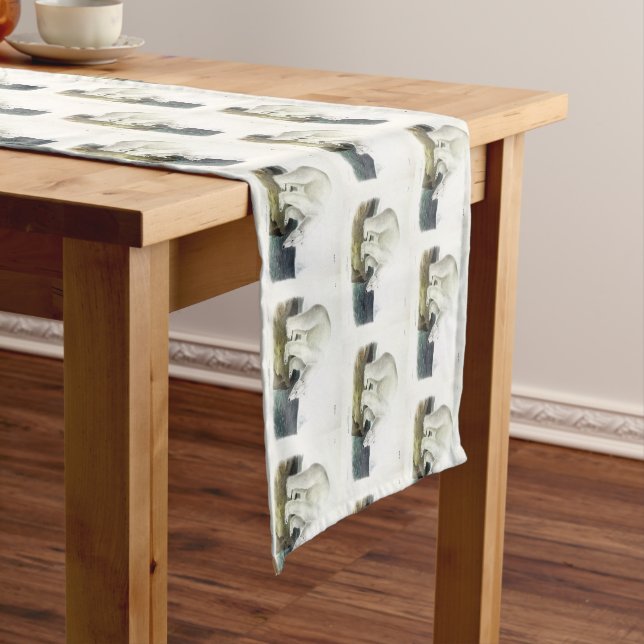Polar Bear (Ursus Maritimus), Audubon's Quadrupeds Medium Table Runner (In Situ)