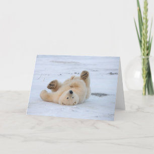 polar bear, Ursus maritimus, cub rolling 3 Card