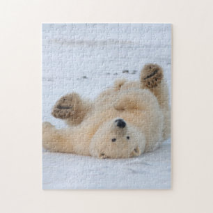 polar bear, Ursus maritimus, cub rolling 3 Jigsaw Puzzle