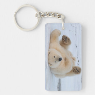 polar bear, Ursus maritimus, cub rolling 3 Key Ring