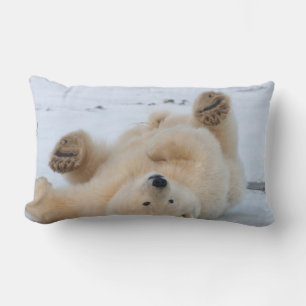polar bear, Ursus maritimus, cub rolling 3 Lumbar Cushion