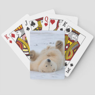 polar bear, Ursus maritimus, cub rolling 3 Playing Cards