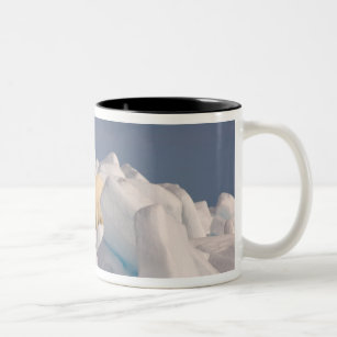 polar bear, Ursus maritimus, in rough ice on 2 Two-Tone Coffee Mug