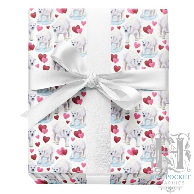 Polar Bear Valentine Gift Wrapping Paper - White (Creator Uploaded)