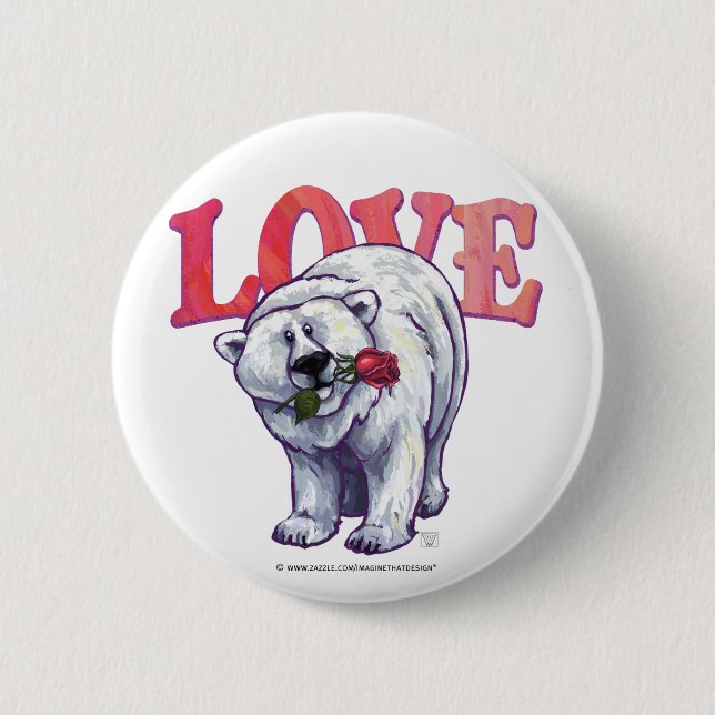 Polar Bear Valentine's Day 6 Cm Round Badge (Front)
