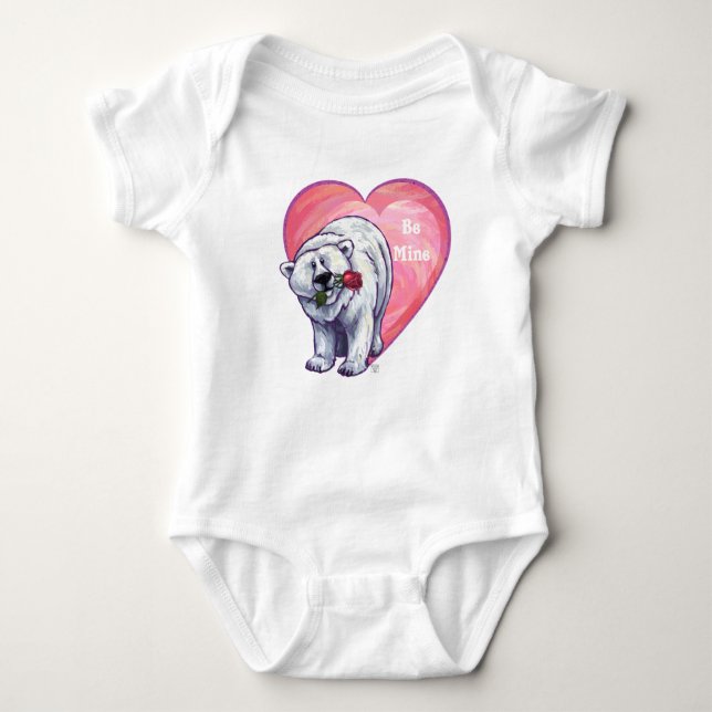 Polar Bear Valentine's Day Baby Bodysuit (Front)