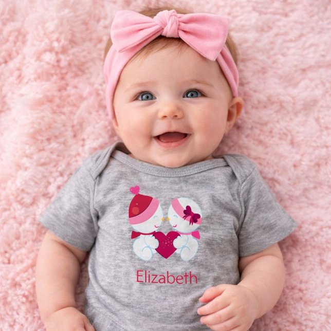 Polar Bear Valentine's Day Heart Baby Bodysuit (Creator Uploaded)