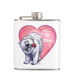 Polar Bear Valentine's Day Hip Flask