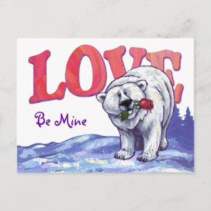Polar Bear Valentine's Day Holiday Postcard