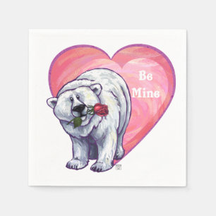 Polar Bear Valentine's Day Napkin