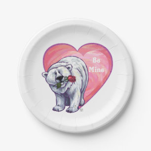 Polar Bear Valentine's Day Paper Plate