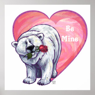 Polar Bear Valentine's Day Poster