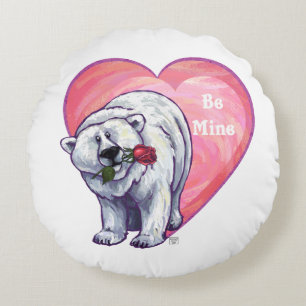 Polar Bear Valentine's Day Round Cushion