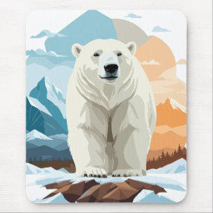 Polar Bear Vector Art Animal Majestic Nature Wild Mouse Pad