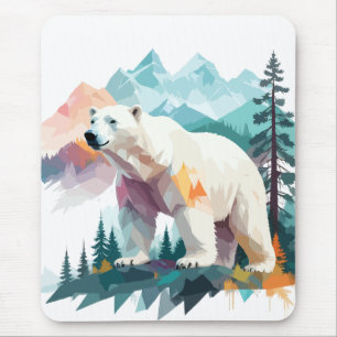 Polar Bear Vector Art Animal Majestic Nature Wild Mouse Pad