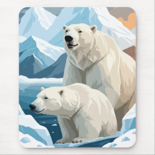 Polar Bear Vector Art Animal Majestic Nature Wild Mouse Pad