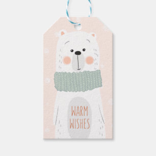 Polar bear - Warm Wishes - Cute Christmas Gift Tag