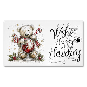 Polar Bear Warm Wishes Happy Holidays Magnetic Business Card