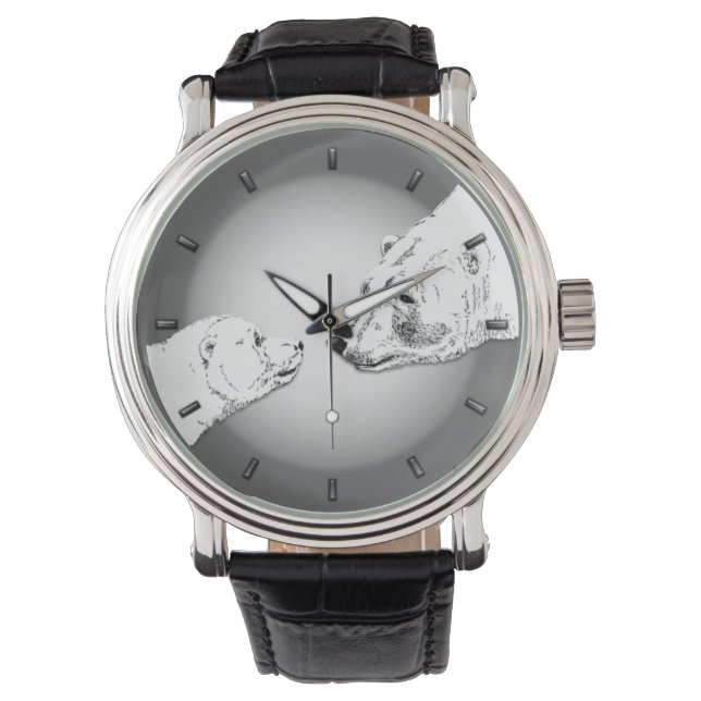 Polar Bear Watch Wildlife Art Bear Wrist Watch (Front)