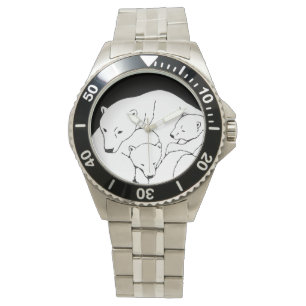 Polar Bear Watch Wildlife Bear Cubs Wrist Watch