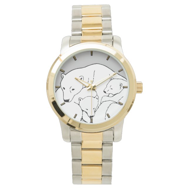 Polar Bear Watch Wildlife Bear Cubs Wrist Watch (Front)