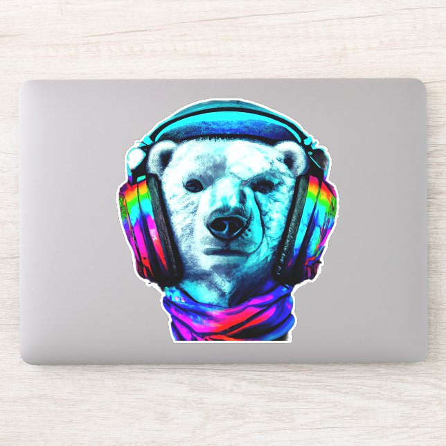 Polar Bear Wearing Rainbow Headphones (Computer)